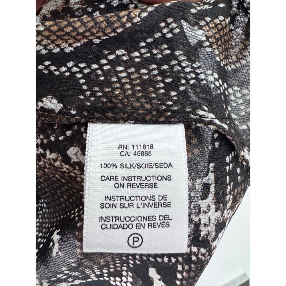 🖤MICHAEL KORS Snakeskin Button Down Sill Blouse Size 12 - Picture 4 of 4
